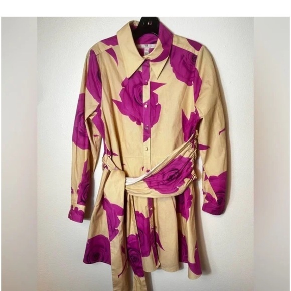 Anthropologie Hutch Long-Sleeve Rosette Tie-Waist Dress Size M no paper tag - Picture 3 of 3